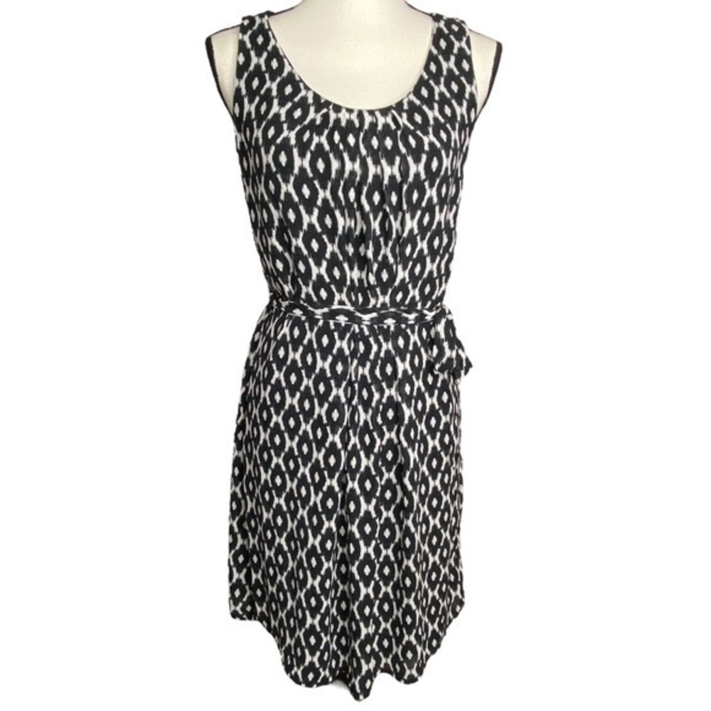 Maurices Black and White Dress Geometric Print Sleeveless Tie Waist Dress Size M
